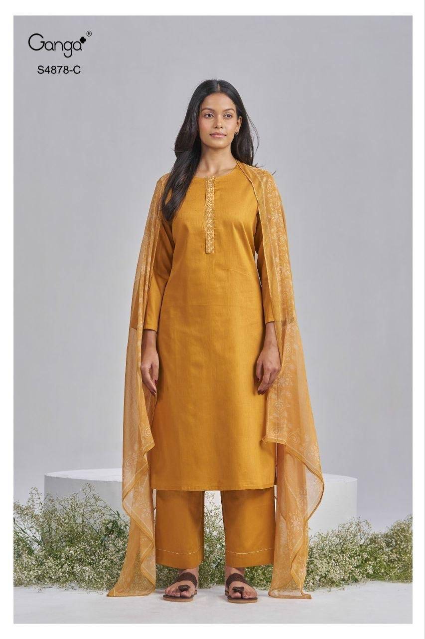GAMINI 4878 By GANGA FASHION Stylish Beautiful Colourful PREMIUM PURE BEMBERG Dresses At Wholesale Price